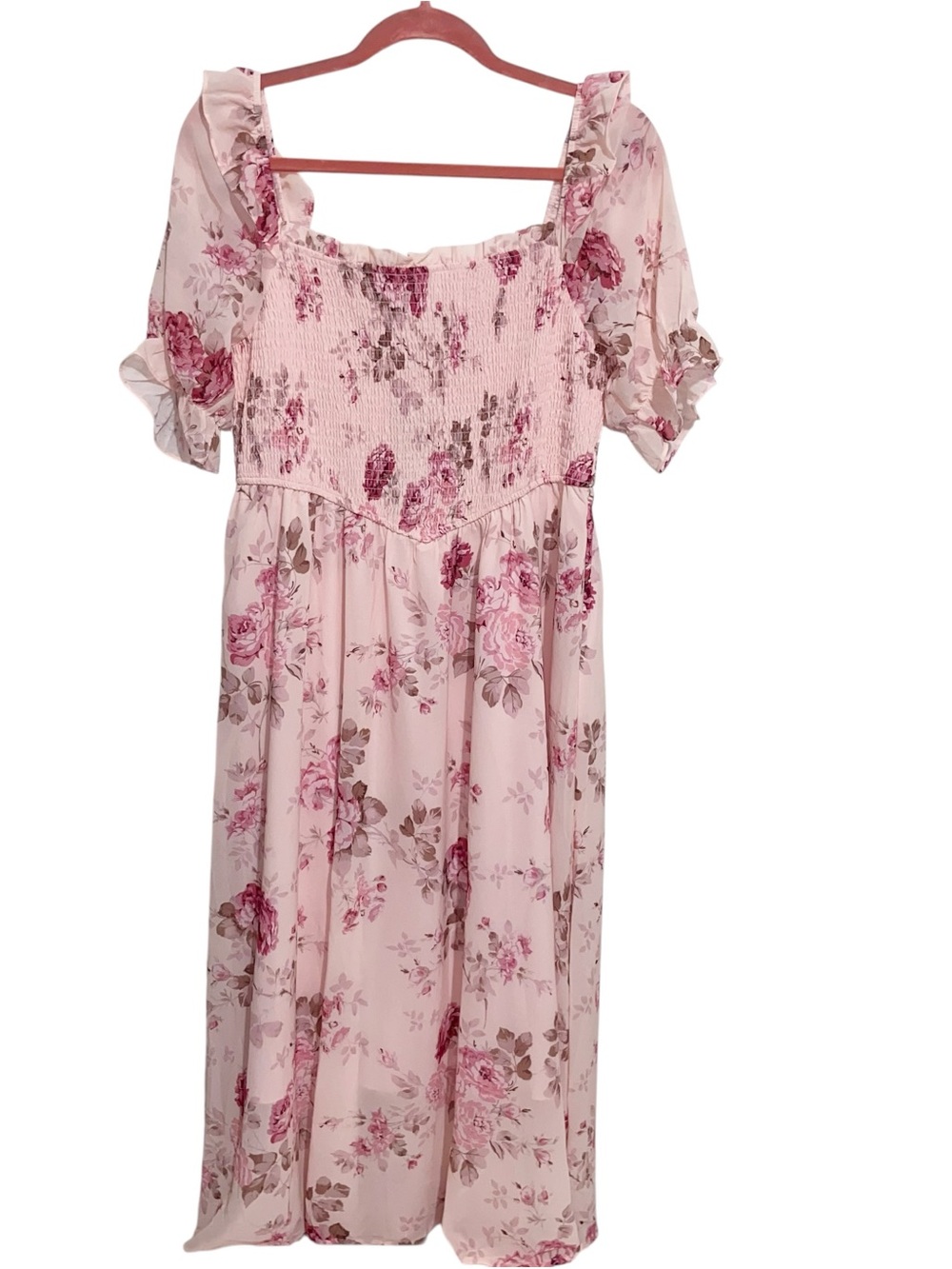 Scarlet Darkness Dress Womens Large Cottagecore Milk Maid Pink Floral Ren Faire